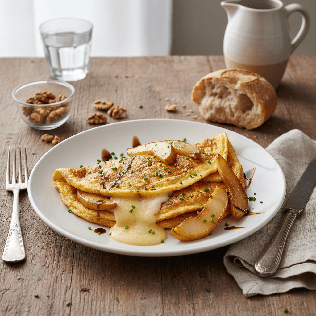 Omelette mit Gruyère und Birnen