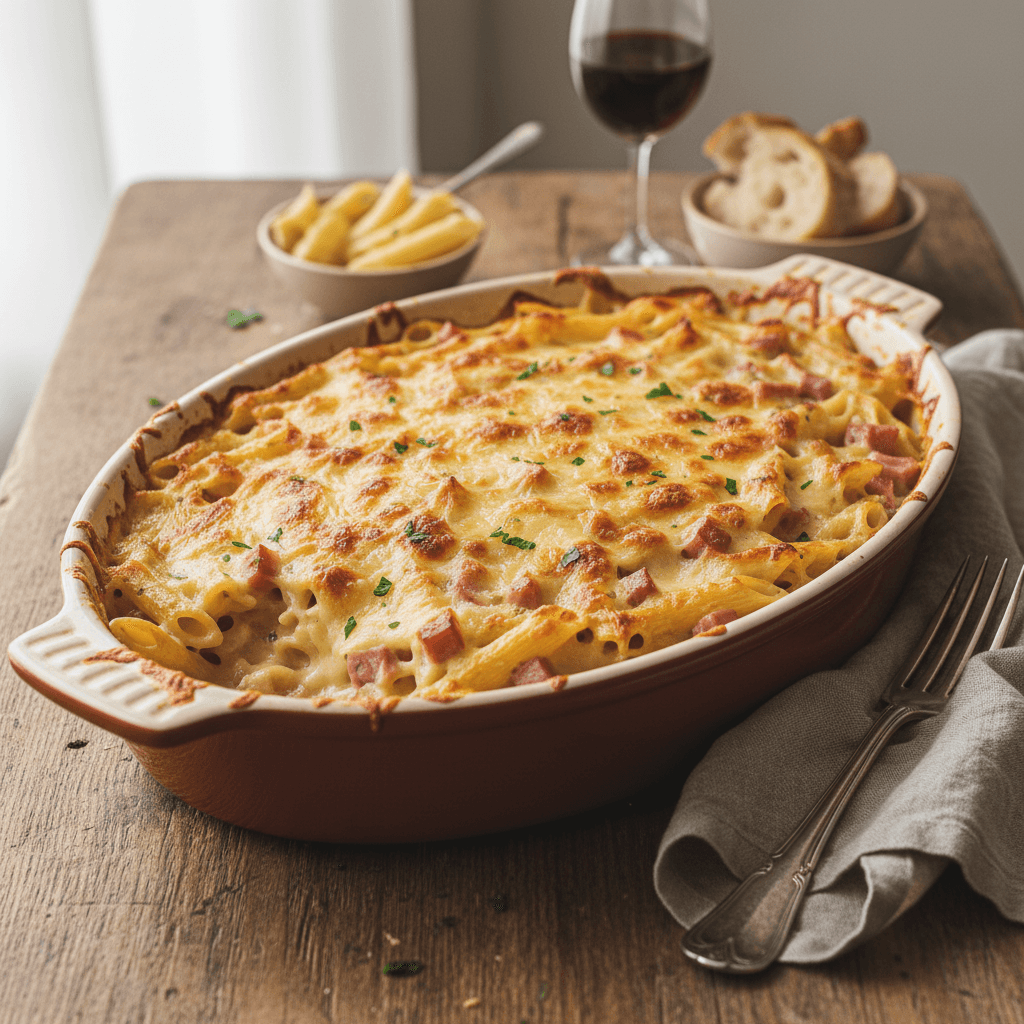 Ham and Cream Pasta Gratin