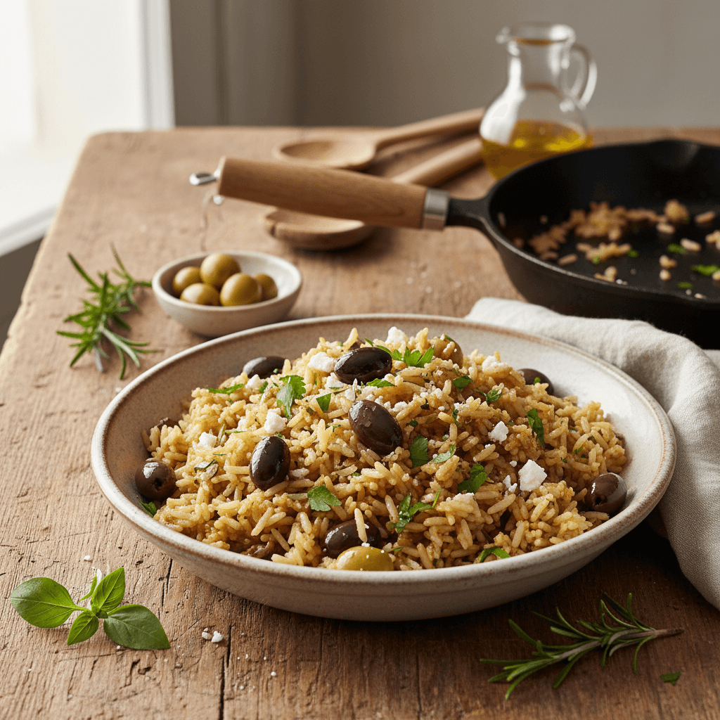 Sautéed Rice with Olives and Herbs