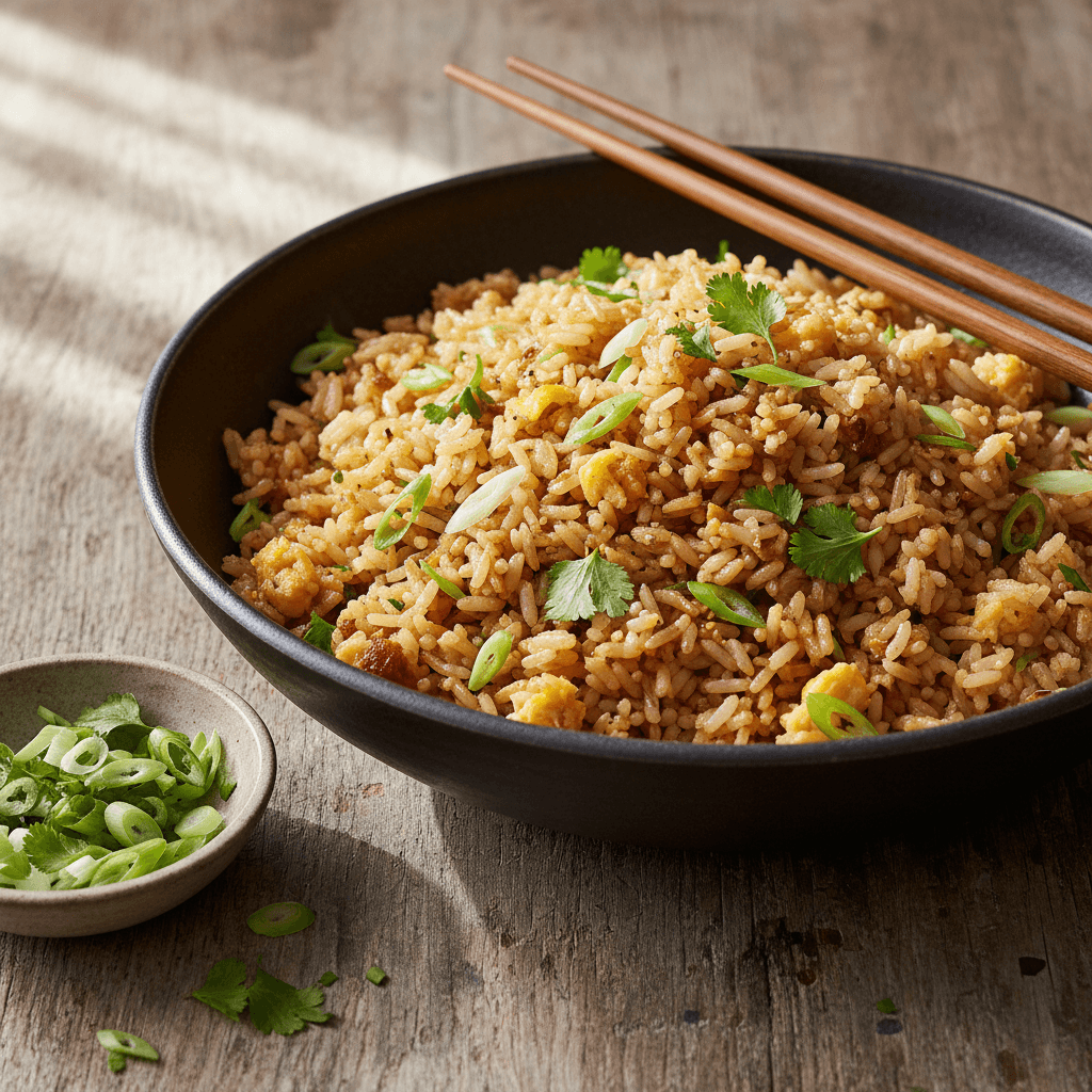 Wok-Reis mit Ei und Kräutern