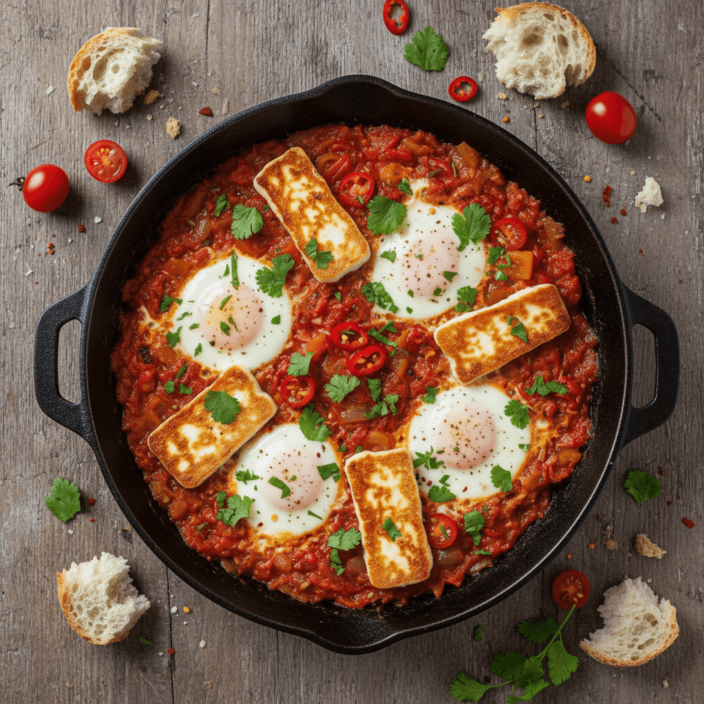 Shakshuka au four avec halloumi