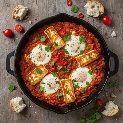 Shakshuka au four avec halloumi