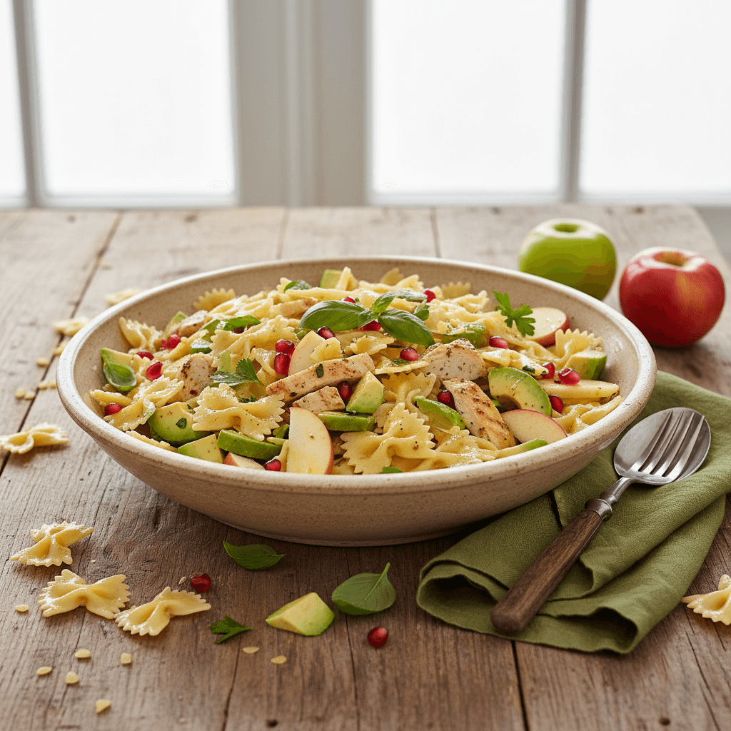 Farfalle-Salat mit Äpfeln und Avocado