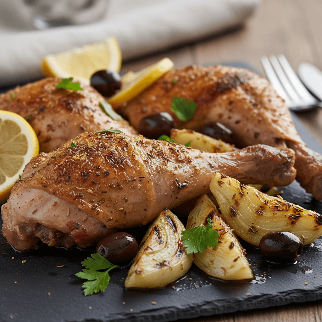 Cuisse de dinde grillée au cumin, fenouil et olives