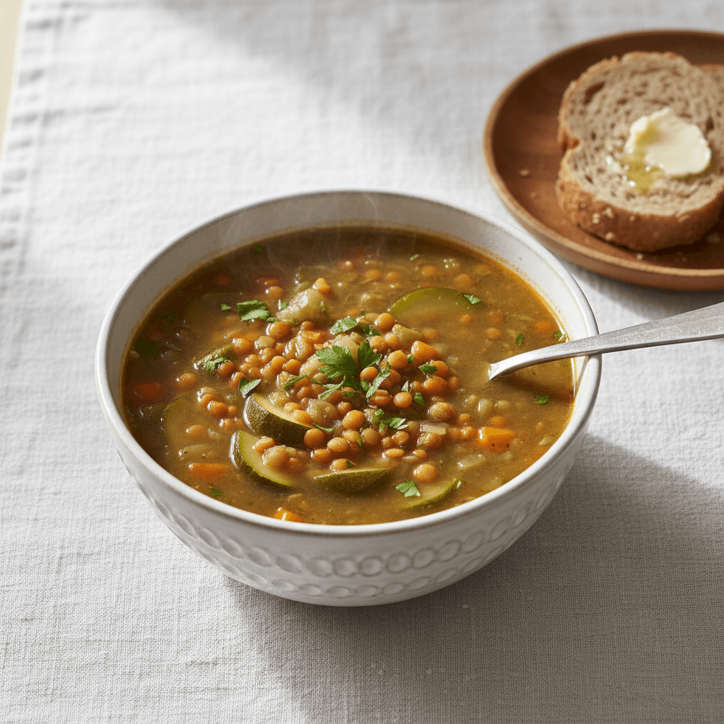 Soupe aux Lentilles et Courgettes