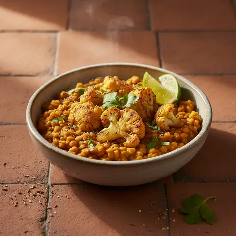 Bowl indien aux lentilles corail et chou-fleur rôti