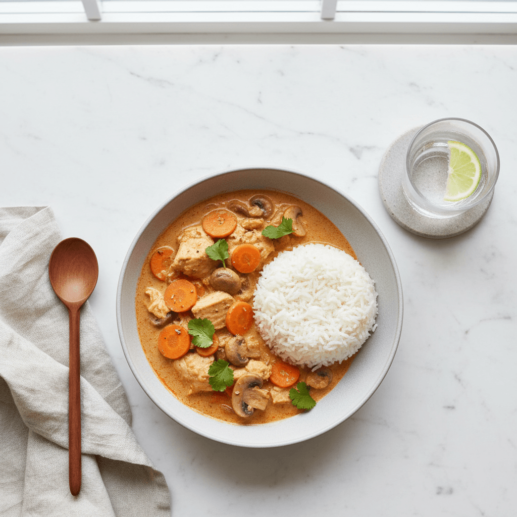 Curry rouge de poisson aux légumes