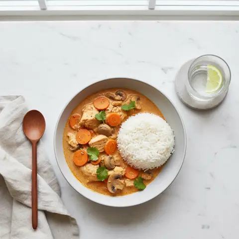 Curry rouge de poisson aux légumes