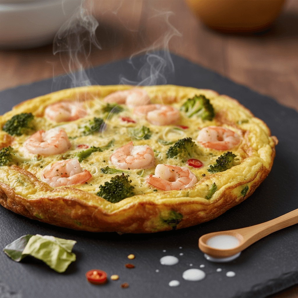 Frittata thaïe aux crevettes et brocoli