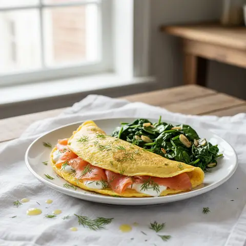 Omelette au saumon fumé et aneth