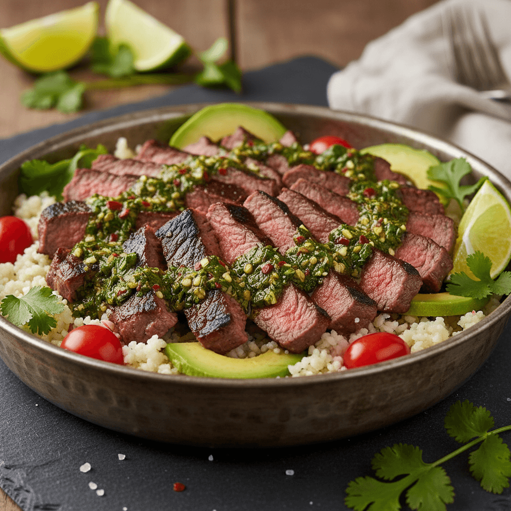 Bowl de boeuf chimichurri sur chou-fleur