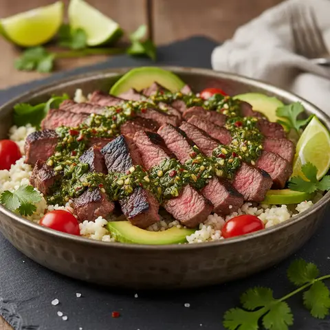 Bowl de boeuf chimichurri sur chou-fleur