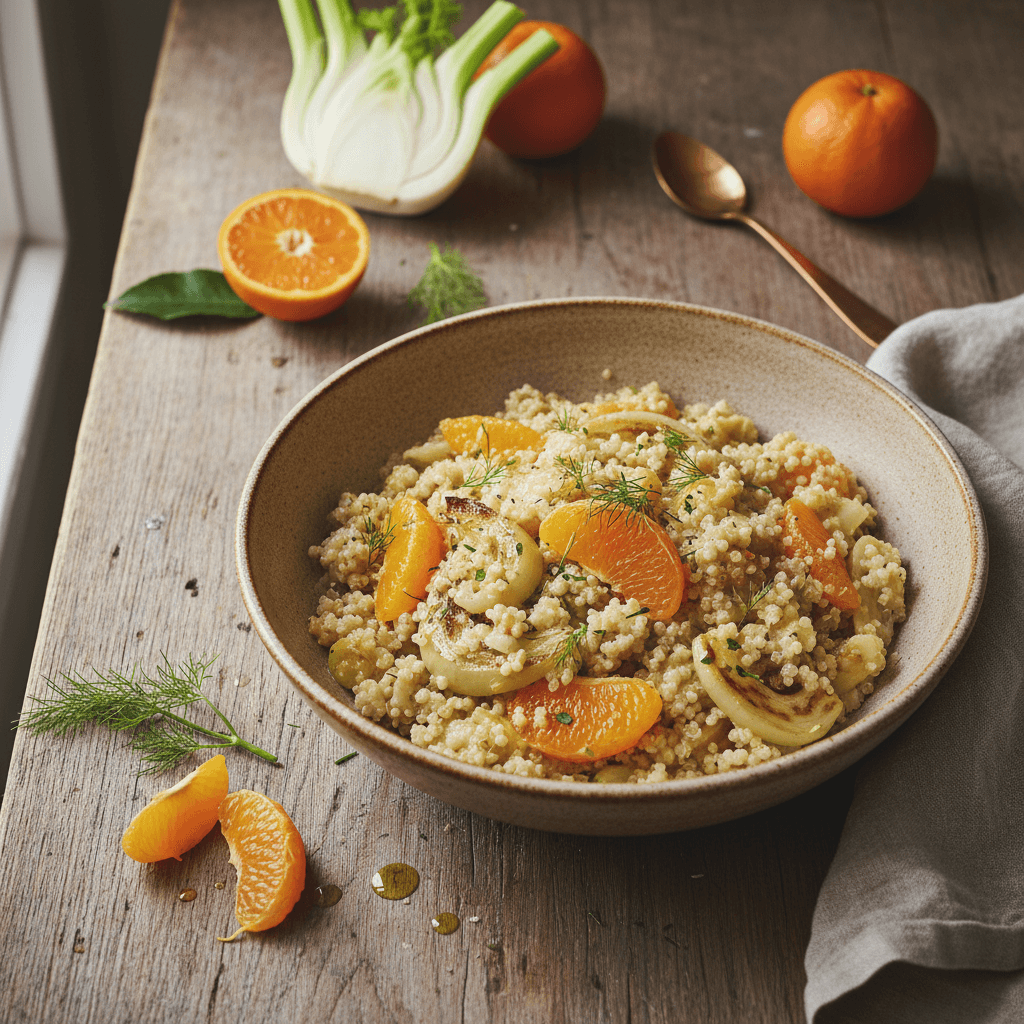 Quinoa-Risotto mit Mandarinen und Fenchel