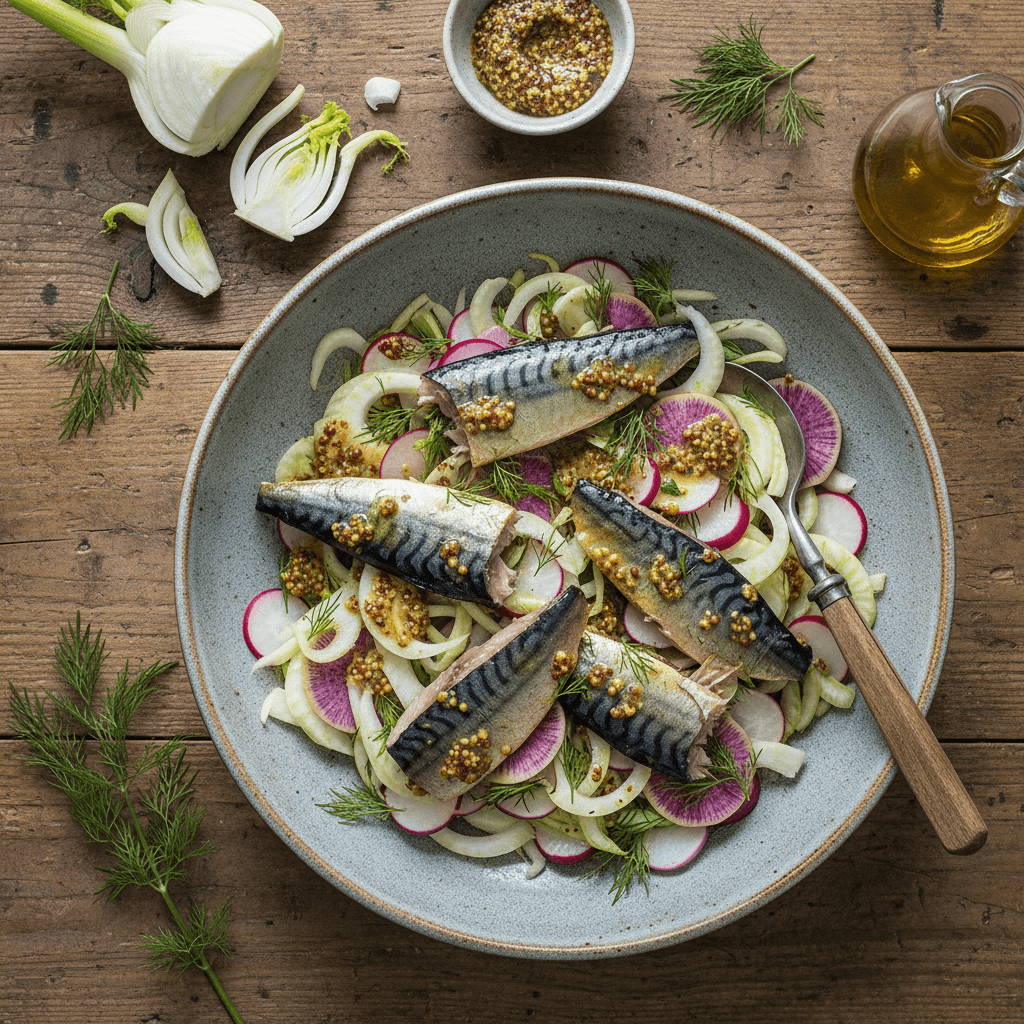 Salade de maquereau fumé et fenouil
