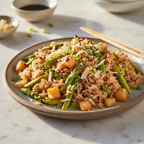 Riz Sauté Asiatique aux Asperges et Pommes