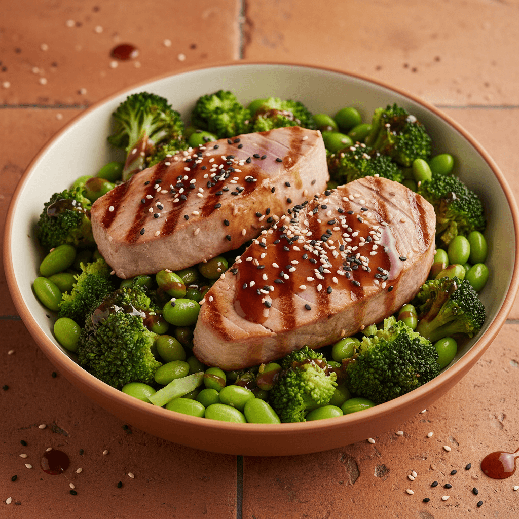 Poêlée de thon aux brocolis et sésame