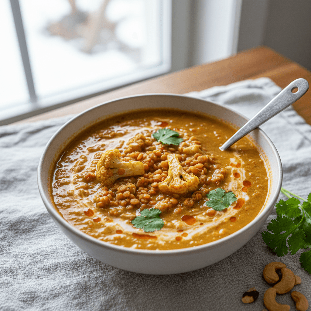Soupe de Lentilles et Chou-Fleur Curry Coco