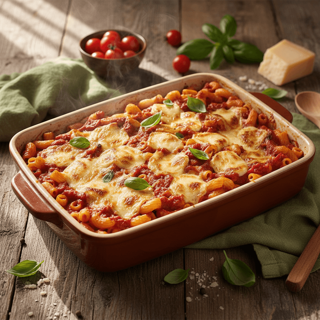 Muschelnudeln mit Tomaten und Mozzarella gratiniert