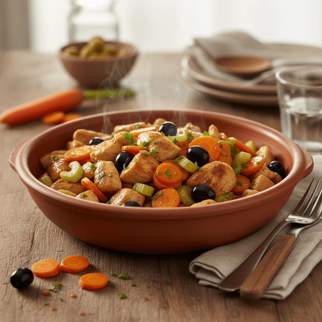 Gebratenes Hähnchen mit Gemüse