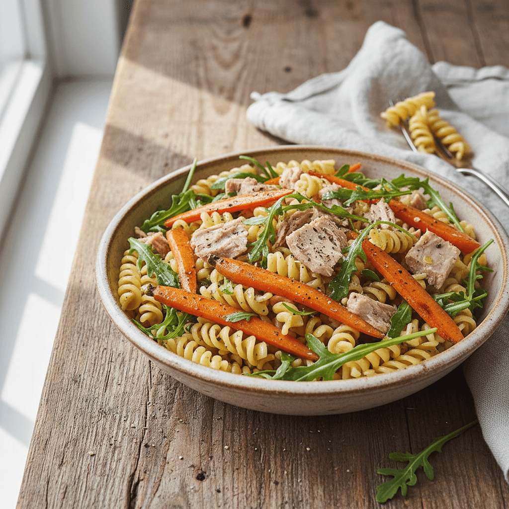 Pâtes au Thon, Carottes et Roquette