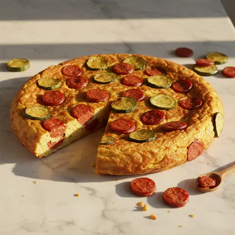 Tortilla espagnole au chorizo et courgettes sans pommes de terre