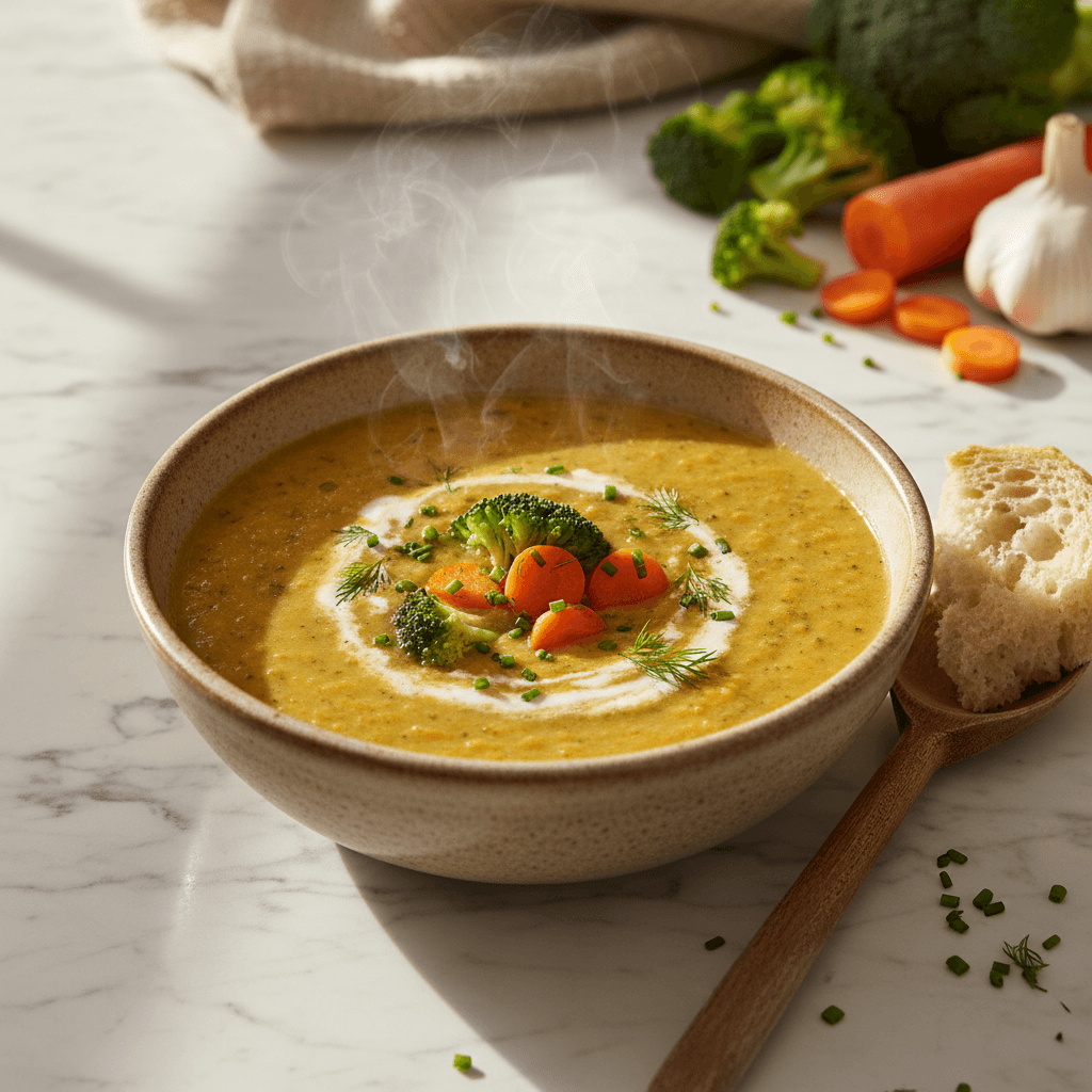 Soupe de brocolis et carottes