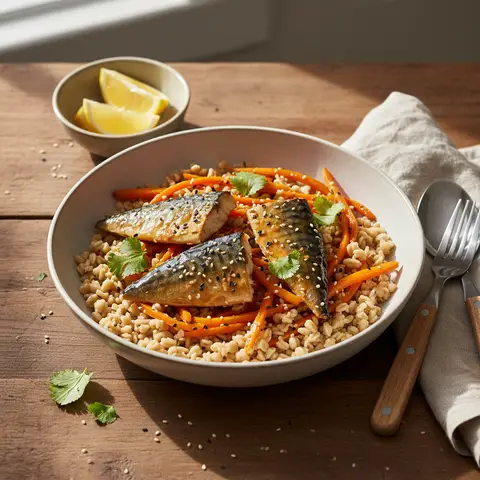 Wok de Maquereau, Carottes et Avoine Complète