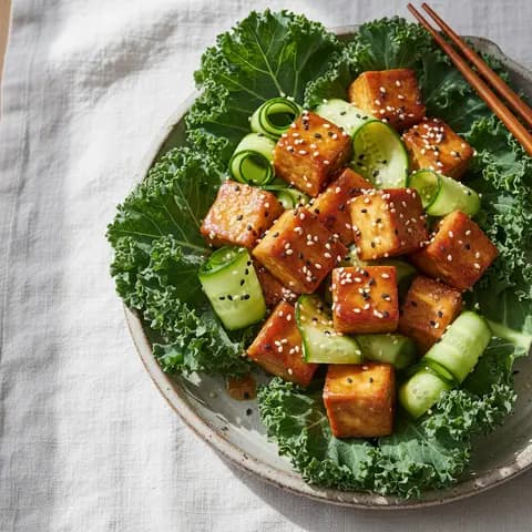 Wrap de chou au tofu teriyaki et concombre