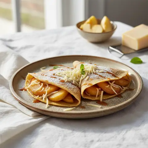Crêpes Bretonnes Sucrées aux Pommes et Comté