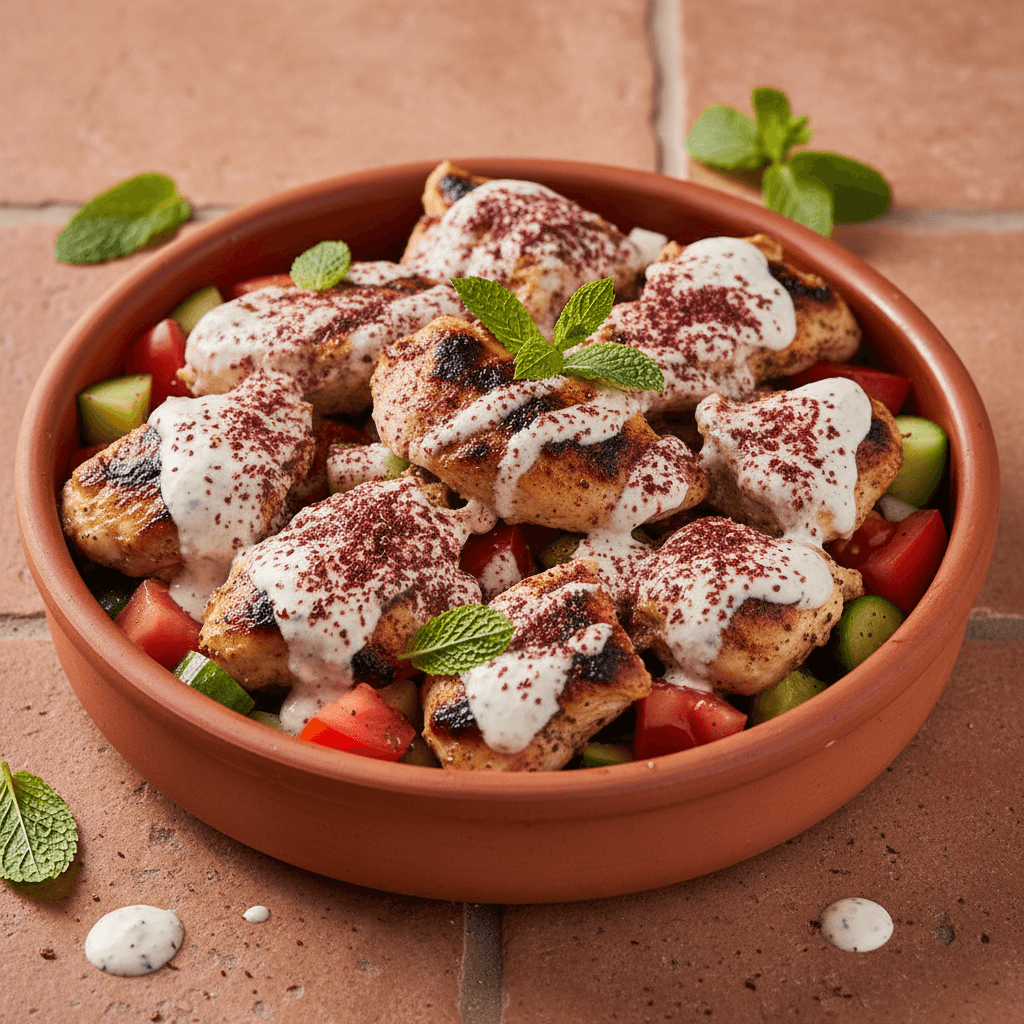 Poulet mariné froid à la libanaise (toum et sumac)