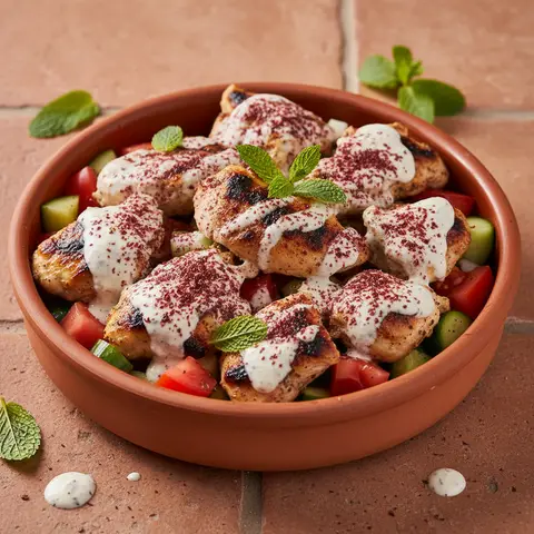 Poulet mariné froid à la libanaise (toum et sumac)