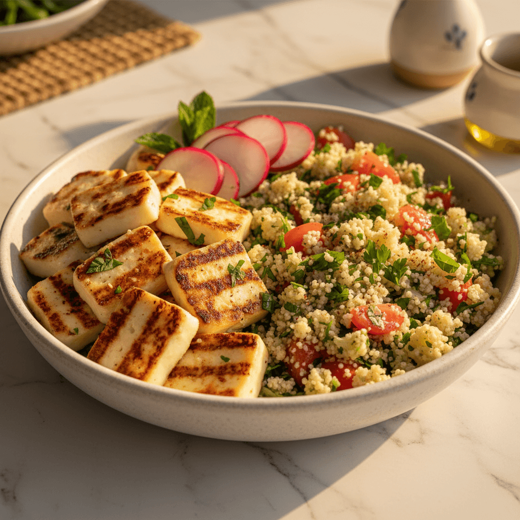 Bowl libanais au halloumi et taboulé de chou-fleur