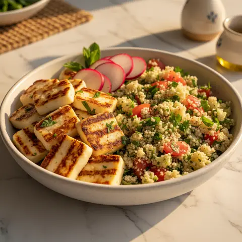 Bowl libanais au halloumi et taboulé de chou-fleur