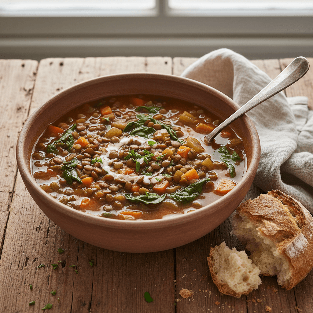 French Lentil and Spinach Soup