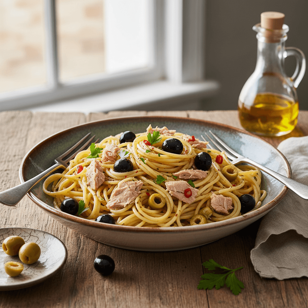 Spaghetti with Tuna and Olives