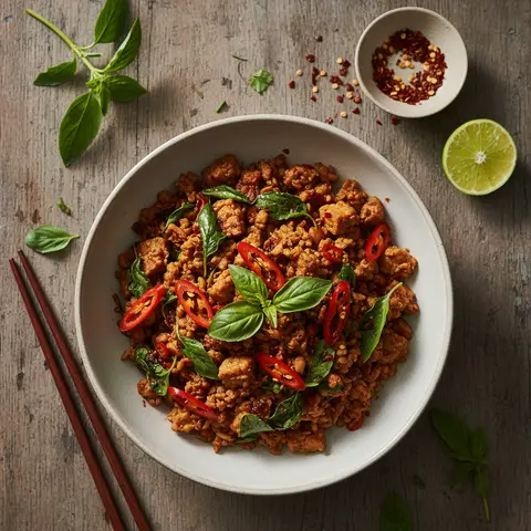 Sauté thaï de tempeh au basilic sacré