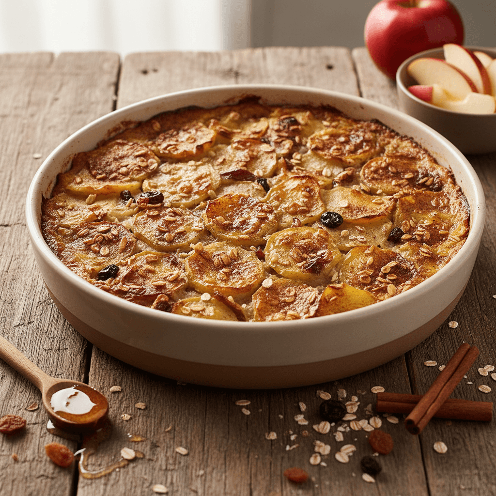 Oatmeal and Apple Gratin with Honey and Cinnamon