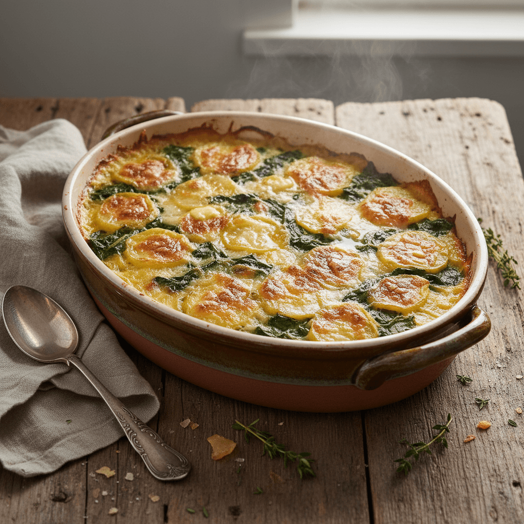 Gratin de Pommes de Terre aux Épinards