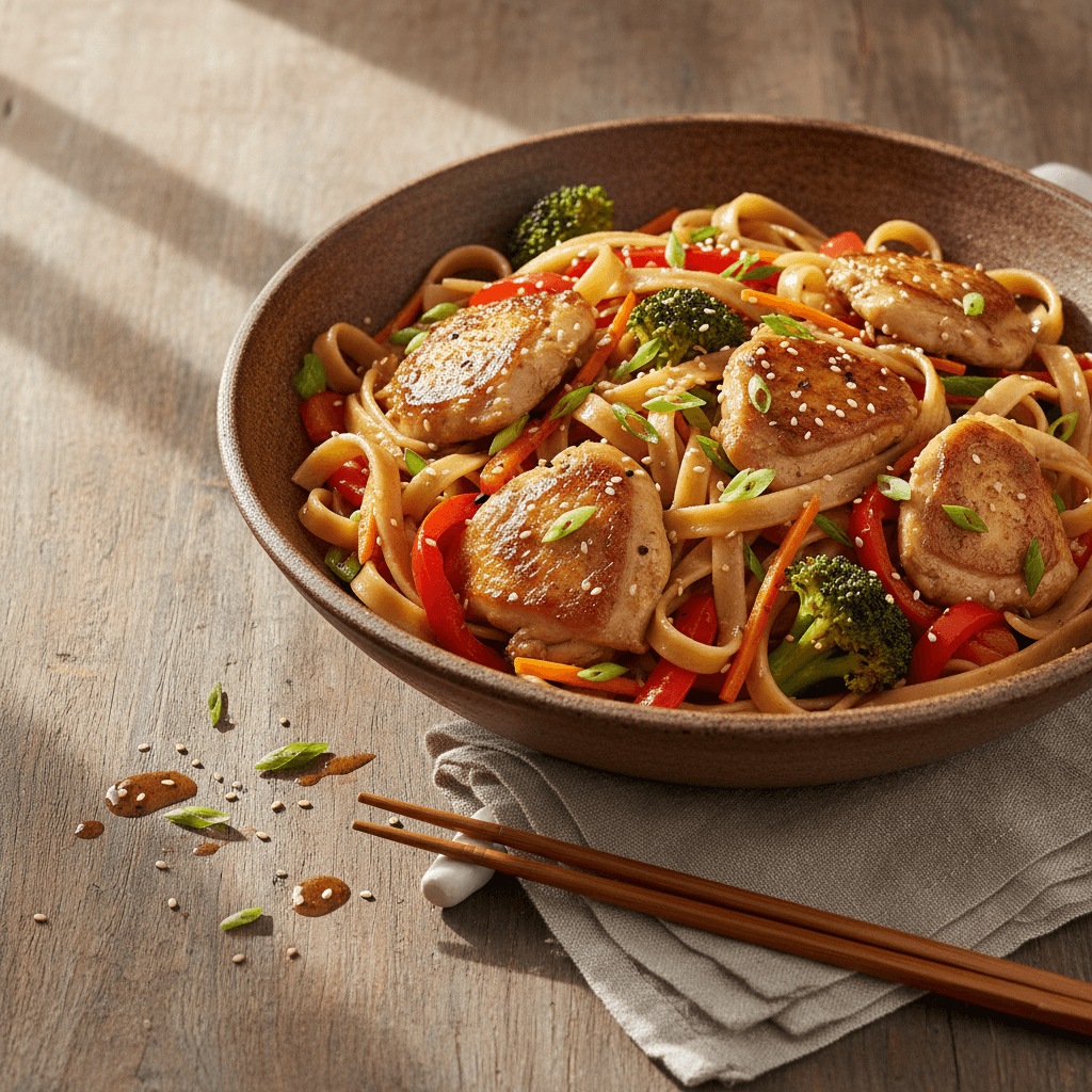Asian Chicken and Pasta Stir-Fry