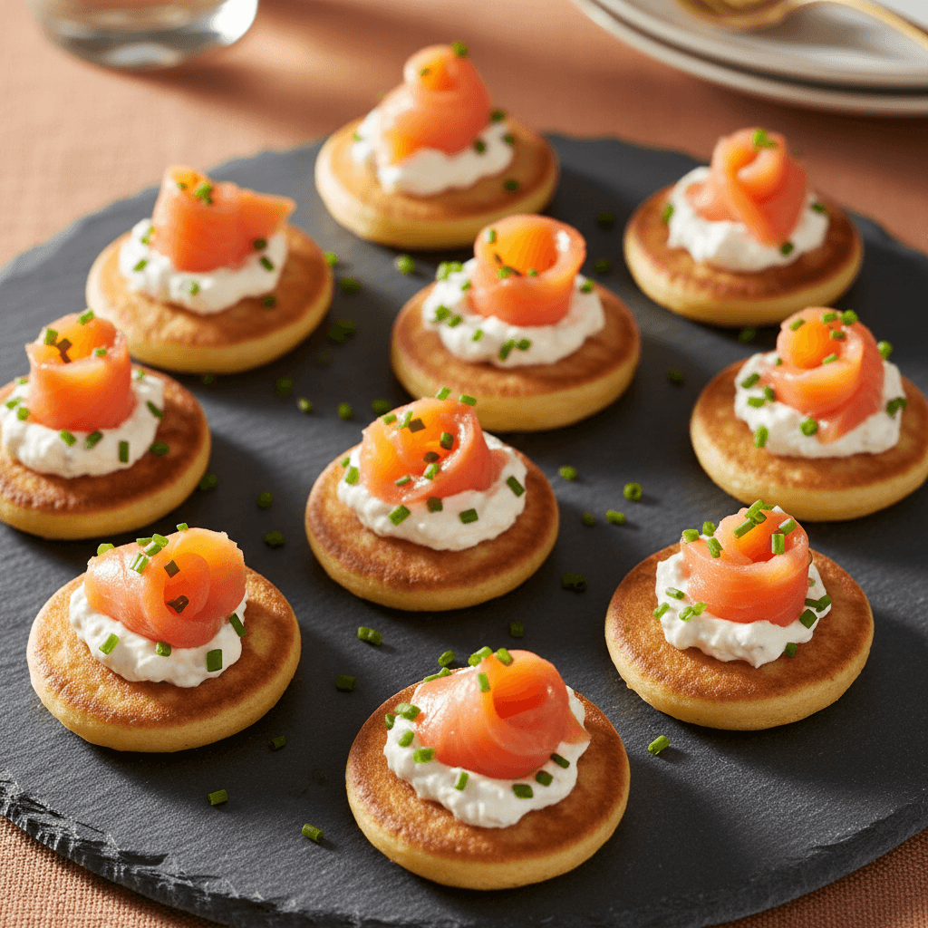 Blinis saumon fumé & crème raifort ciboulette