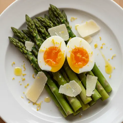 Asperges vertes & œuf mollet au parmesan