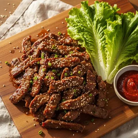 Bulgogi bœuf & salade de laitue au sésame