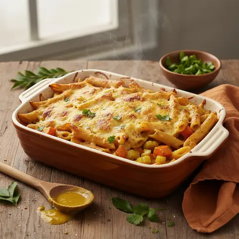 Penne à la Sauce de Curry et Légumes