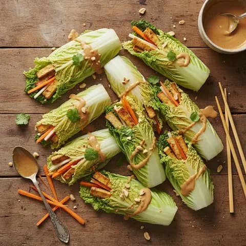 Wrap de chou chinois au tofu fumé et carottes