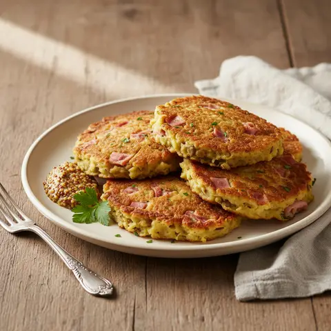 Galettes de Lentilles et Pommes de Terre au Jambon