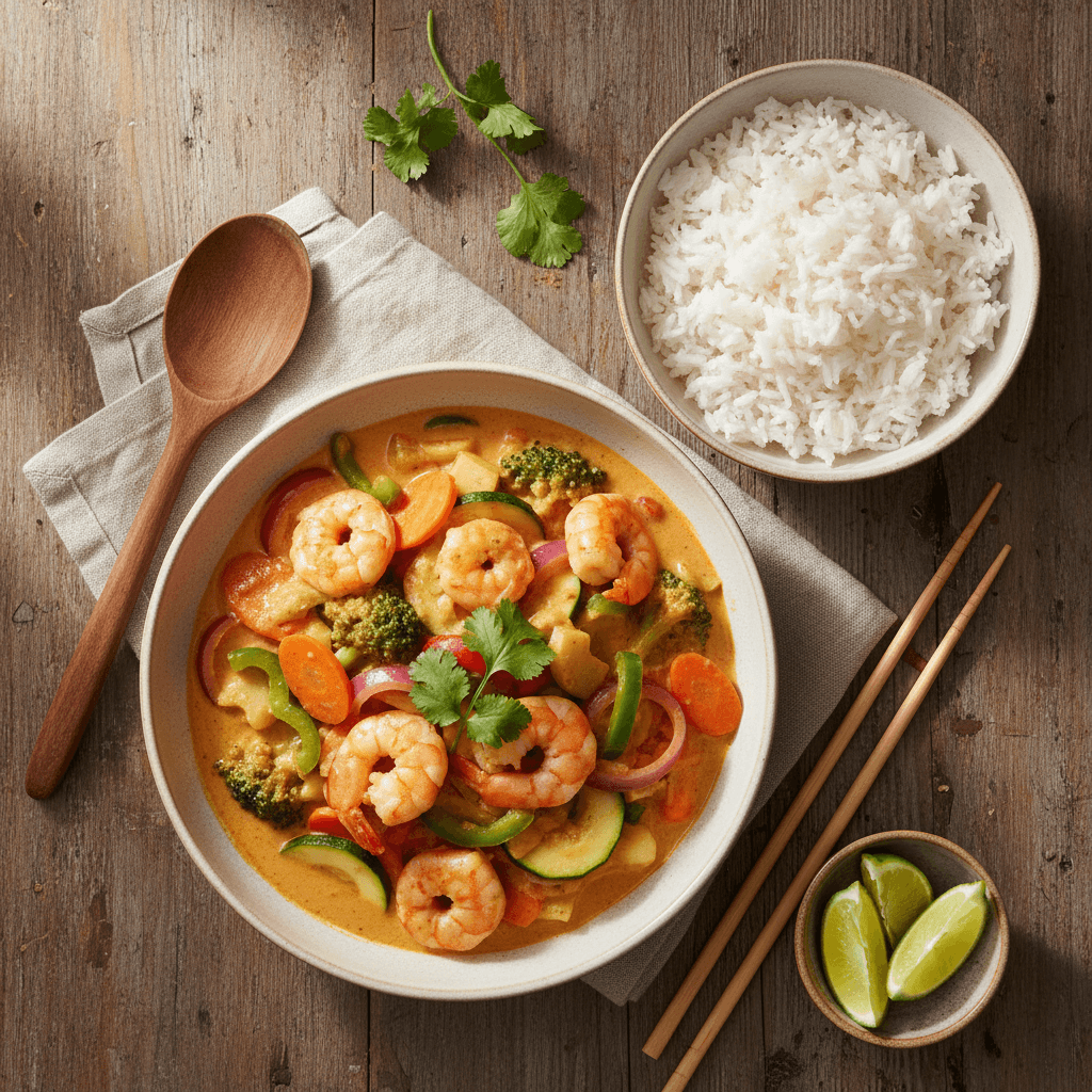 Curry de Crevettes et Légumes