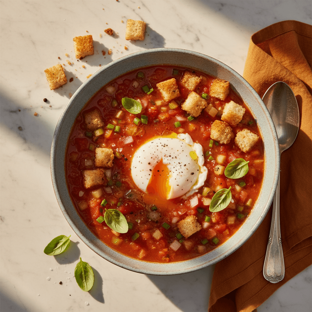 Gazpacho Andalou et Œuf Poché
