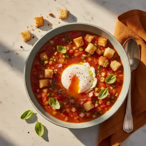 Gazpacho Andalou et Œuf Poché