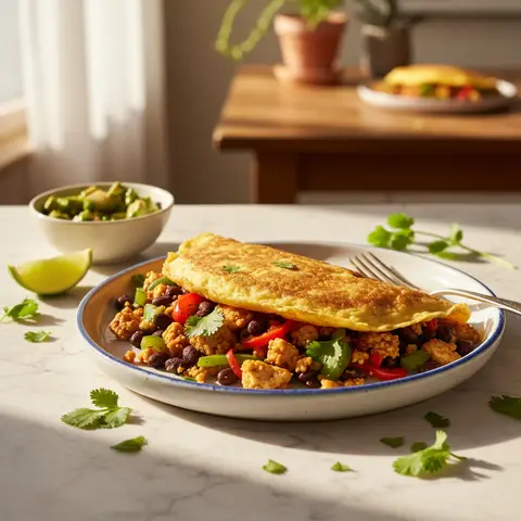 Omelette mexicaine aux haricots noirs et tofu