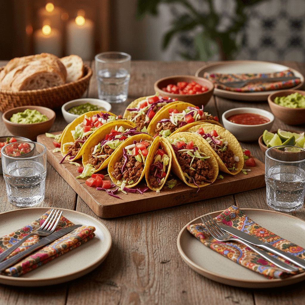Tacos de viande hachée avec salade fraîche